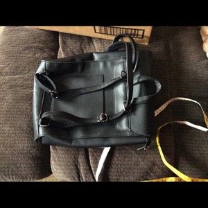 Black leather (vegan) backpack
